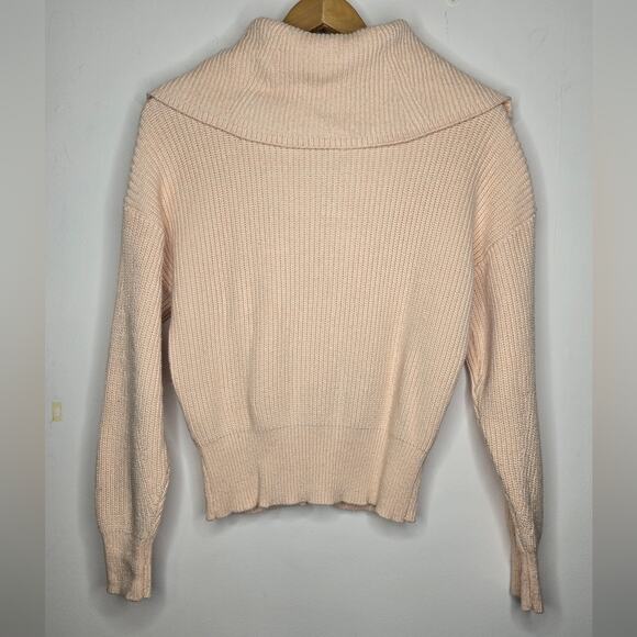 WHBM Womens Light Peach Sweater Long Sleeve Collared 2 Way Zipper Size M - Picture 2 of 9